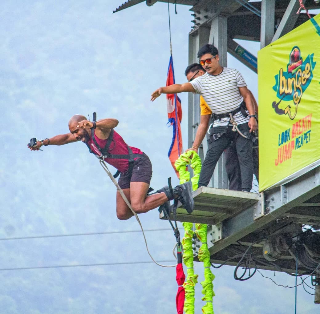 Bungee jump at Highground Pokhara with pickup, drop and insurance.