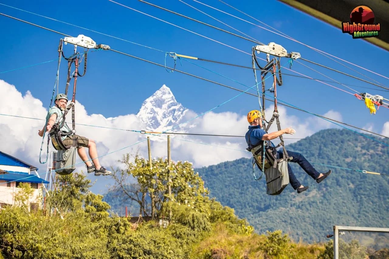 Thrilling sunrise zipline experience in Pokhara.
